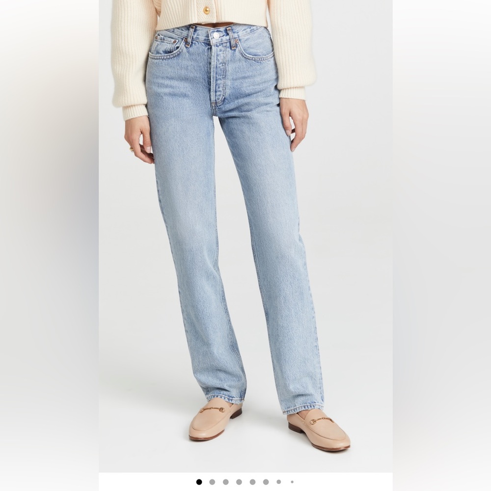 Agolde Straight Leg Jeans in Light Wash Blue